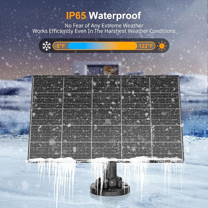 Solar Panel for Security Camera, 8W High Conversion Rate Solar Panels for Cameras Compatible with Rechargeable Battery Security Camera, 9.8FT Cable, IP65 Waterproof, 360° Adjustable Wall Mount