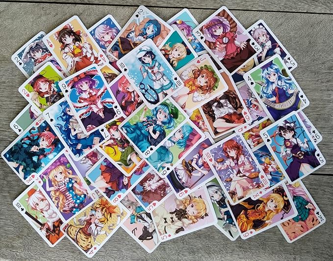Anime Playing Cards # Poker Deck 54 Cards All Different # Touhou Cute Funny Neko Anime Manga