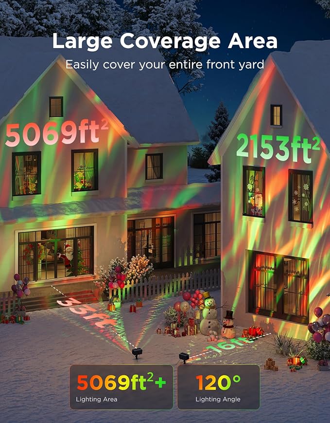 Govee Outdoor Projector Light, Upgraded Aurora Star Projector with 16 RGB Patterns, 50+ Scene Modes for Indoor & Outdoor Holiday Decor, Works with Alexa, Google, Matter, IP65 Waterproof