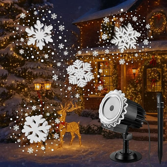 Tuanse Christmas Outdoor Snowflake Projector Lights LED Flood Light Holiday with Stars for Xmas Party Garden Landscape Decoration