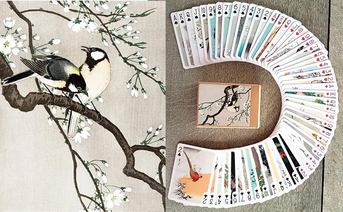 Awesome Birds Playing Cards (Poker Deck 54 Cards All Different) Vintage Antique Japanese Engraving Watercolor Illustration by Koson Ohara