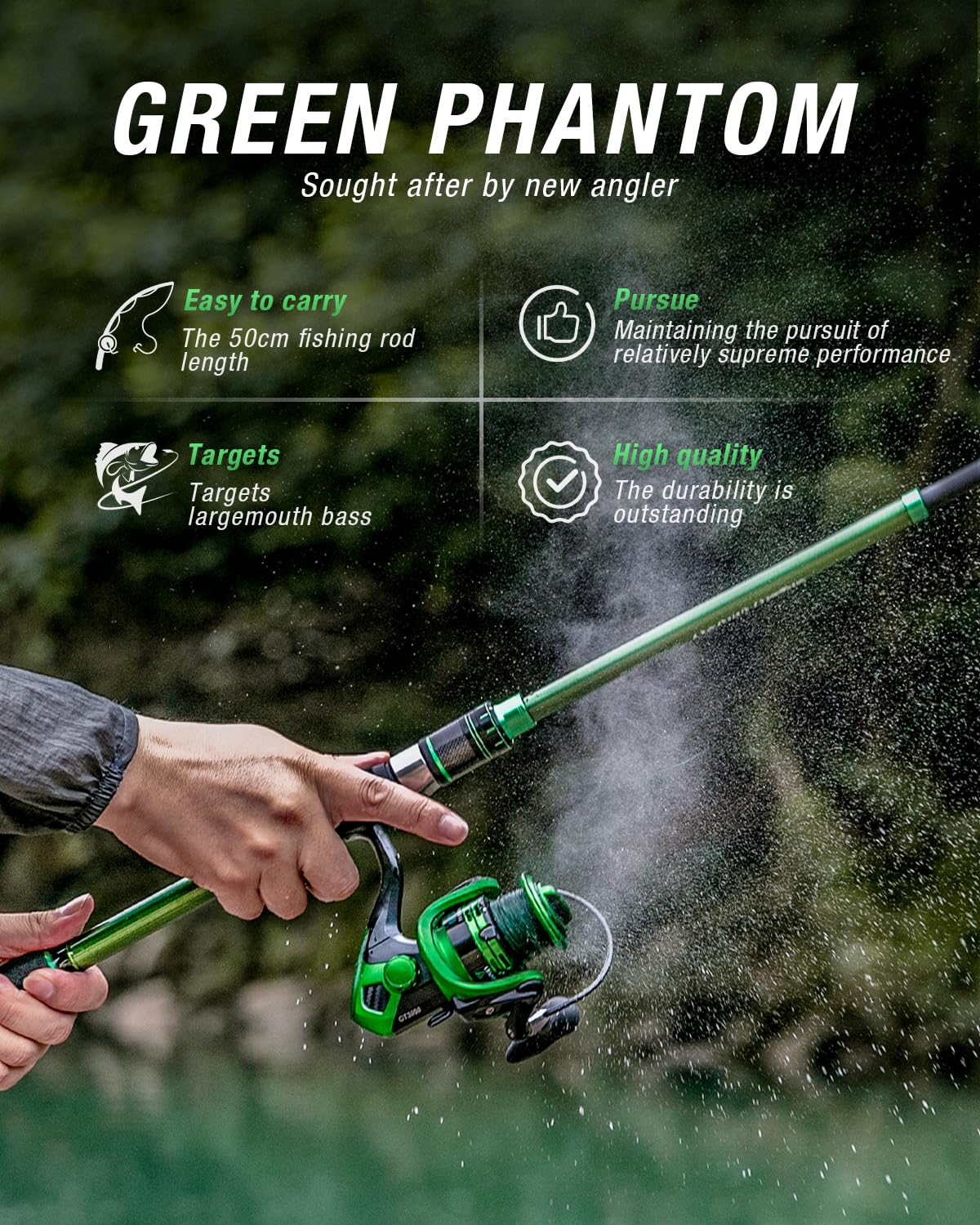 Ghosthorn Telescopic Fishing Rod and Reel Combo,5PCS Fishing Spinning Kit