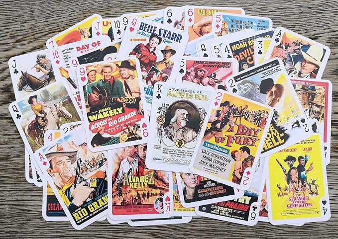 Spaghetti Western Playing Cards (Poker Deck 54 Cards All Different) Vintage Western Movie Poster Wild West