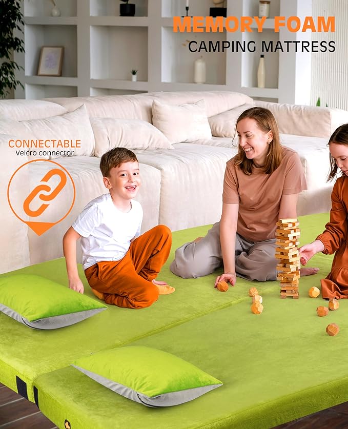 3 Inch GAIALOOP Thick Memory Foam Camping Mattress Sleeping Pad [Car/Tent/Cot] Glamping Portable Floor Mat Roll Up Futon Mattress for Guests Sleepover