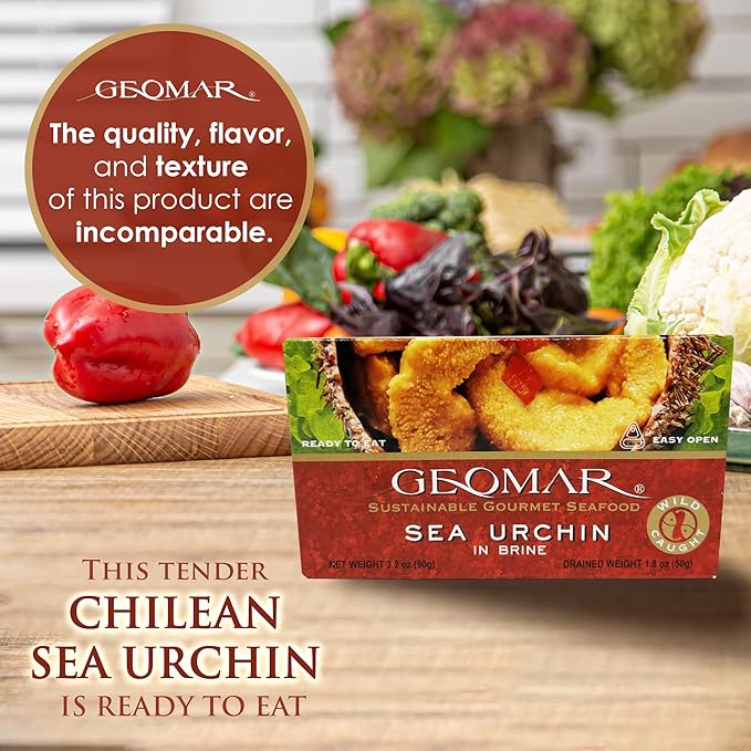 GEOMAR Sea Urchin in Brine - Chilean Sea Urchin, Gourmet Tinned Ready To Eat Seafood, Delicacy Gourmet Pantry Staples, 5 pack