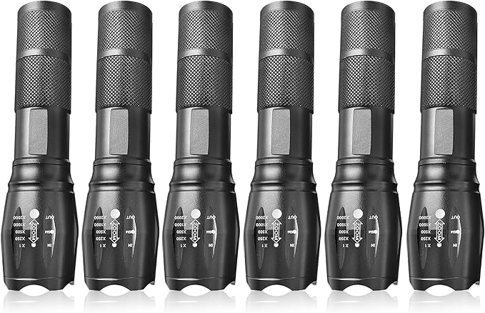 LED Tactical Flashlights - High Lumen, 5 Modes, Zoomable Beam, Mini Flashlights for EDC and Emergency Use,6-Pack