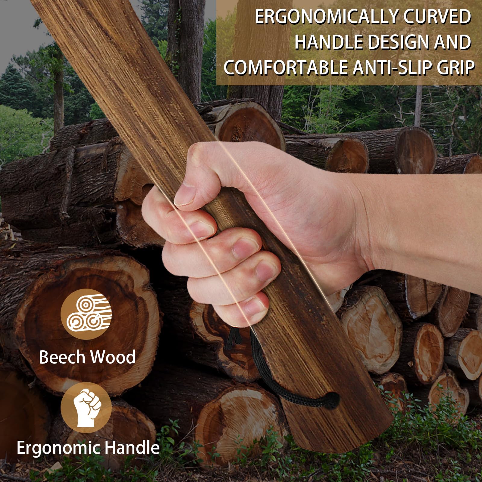 DWFKHT 15.7" Hatchet, Camping Hatchet, Hand-Forged Axe with Sheath for Wood Chopping, Splitting