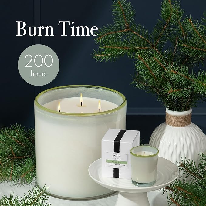 LAFCO New York Luxe 4-Wick Candle, Feu de Bois - 86 oz - 200-Hour Burn Time - Reusable, Hand Blown Glass Vessel - Made in The USA