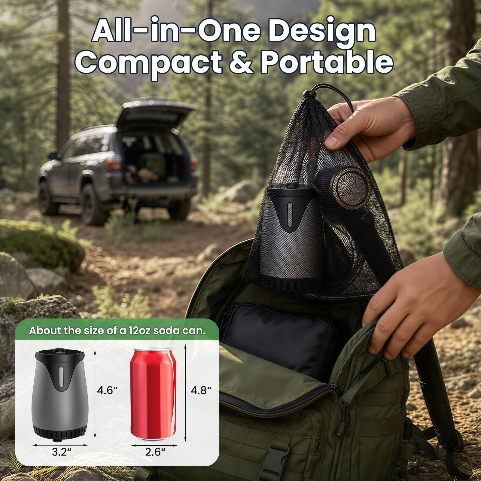 dessports Portable Camping Shower, 6000mAh Rechargeable Outdoor Shower Pump
