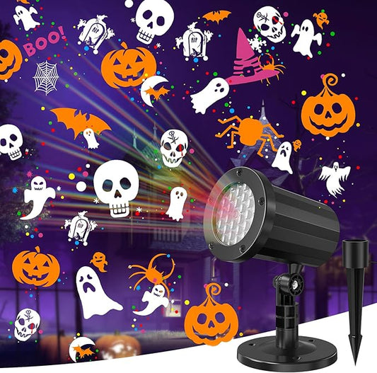 Halloween Projector Outdoor Lights, 18 Halloween Pattens LED Halloween Window Projector, Waterproof Holiday Projector Lights for Bedroom, Spotlight Landscape Decorations for Patio Garden