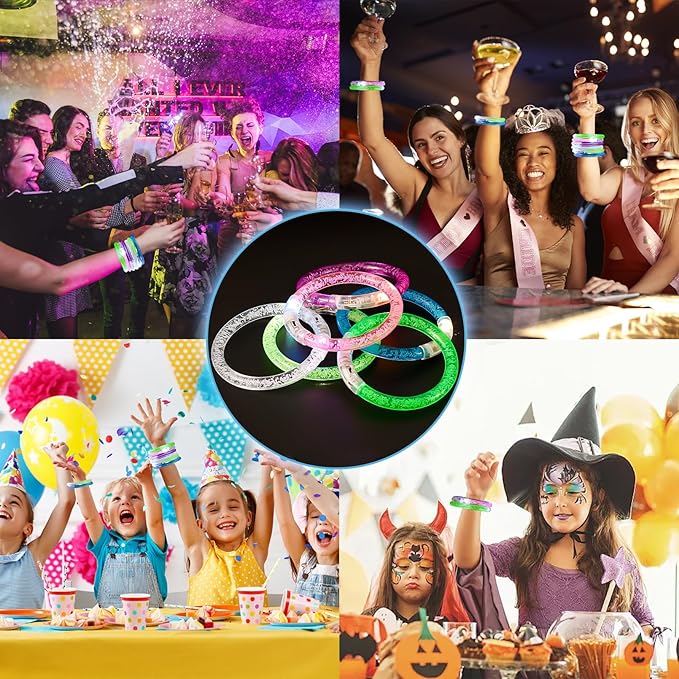 90 Pcs LED Bracelets,6 Color Light Up Bracelets,LED Glow Bracelets,Glow in the Dark Party Supplies Glow Sticks Bracelets for Adults,Light Up Party Favors for Concerts Birthday Carnival