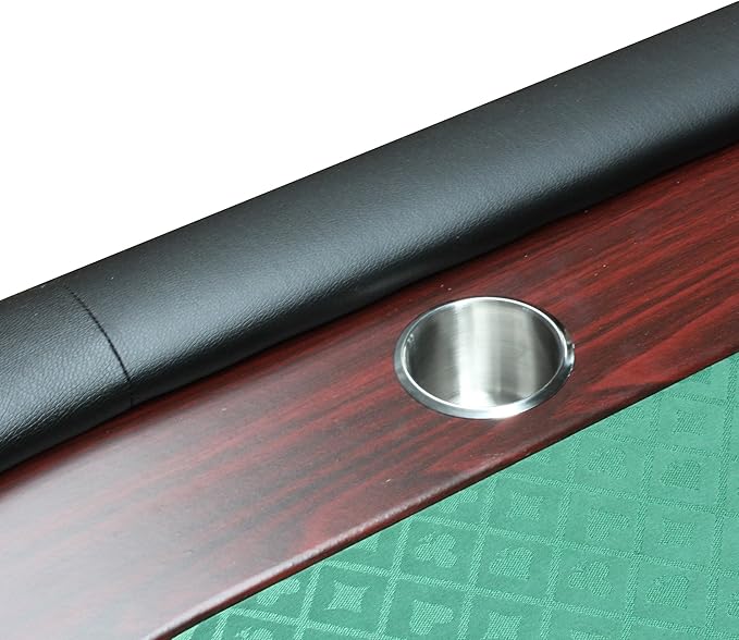 Poker Table 96 inches Light Series for 10 Player Games with Cup Holders Wooden Racetrack Felt Foldable Legs, Green