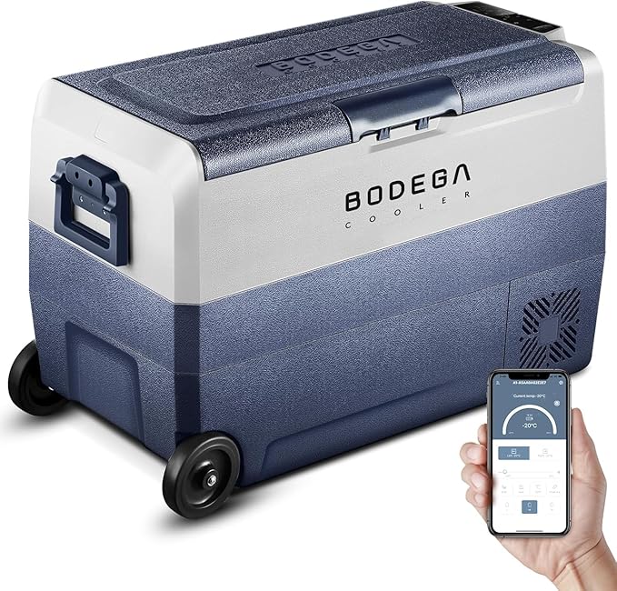 BODEGA 12 Volt Refrigerator Portable Freezer, Car Fridge Dual Zone APP Control, 64 Quart（60L）-4℉-68℉ RV Electric Compressor Cooler, 12/24V DC and 100-240V AC for Outdoor, Camping, Travel, Vehicles