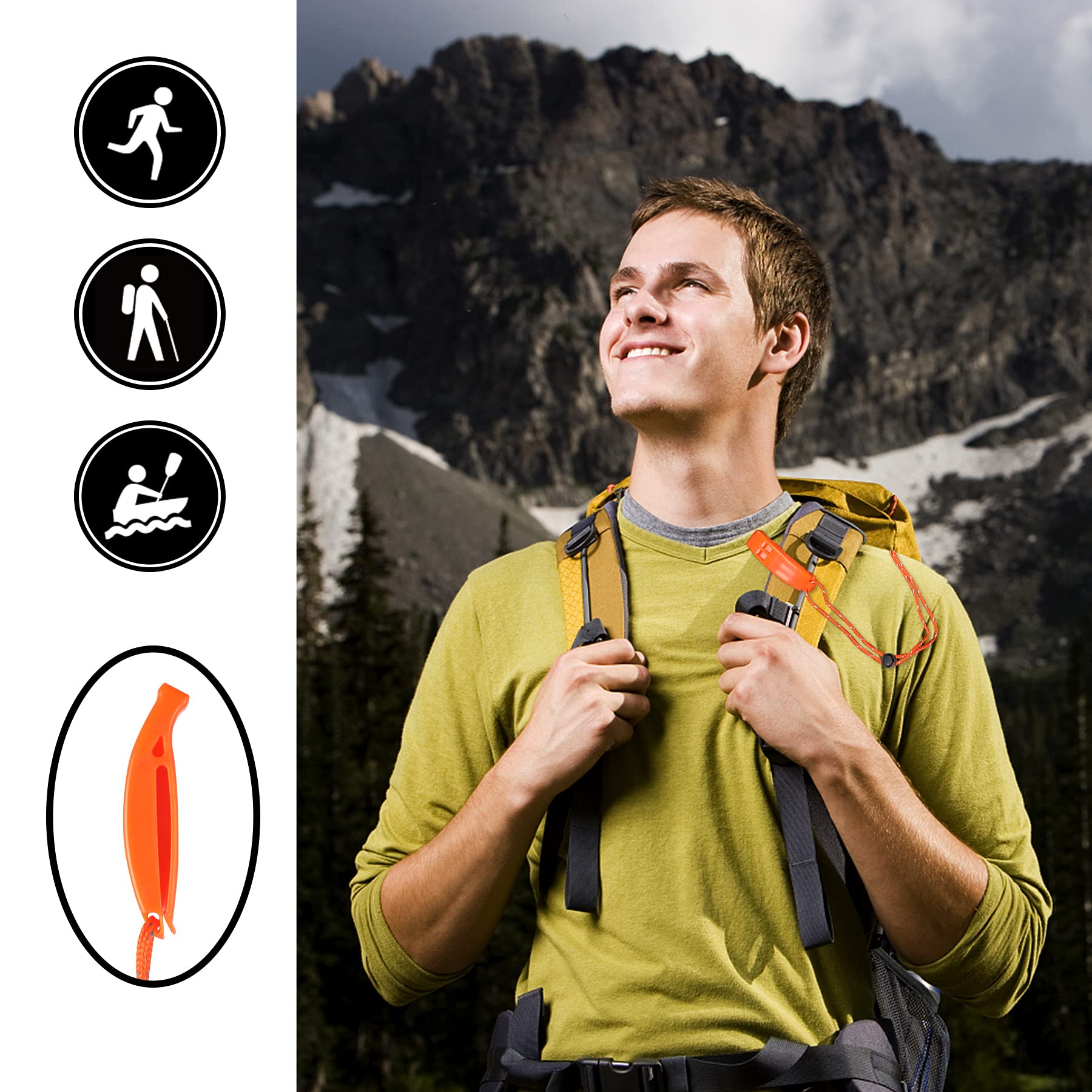 6 Pack Emergency Plastic Whistles Marine Safety Survival with Lanyard