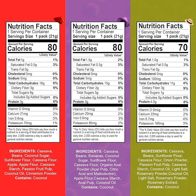 Surreal Bisks Nutritious 4-pack Snack Bundle - Mixed Snack (2oz) & 3 Sticks (3/4oz each) - Banana & Açaí, Apple & Cinnamon, and Cassava & Rosemary - Healthy, Vegan, Gluten-Free Treats