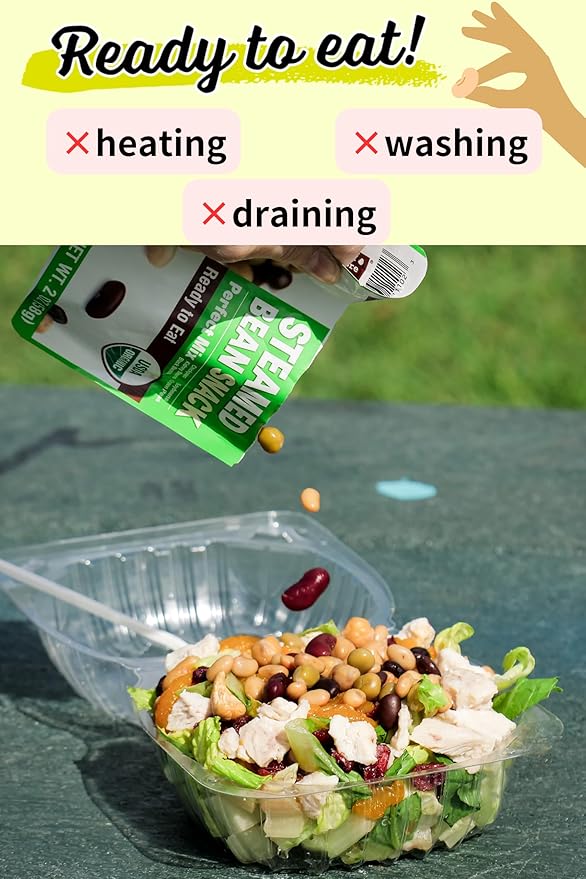 ?�Eat More Beans?‘Organic Fully Cooked Perfect Beans - Economy Pack, USDA Vegan Vegetarian Healthy Food- Variety of Organic Edamame, Chickpea, Black Beans, Green Peas, Kidney Beans (12 Packs, 5 oz)