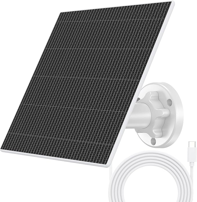 Ankway Solar Panel for Security Camera 7W Solar Panels for Cameras with 9.8ft Charging Cable, 5V Type C Port, IP65 Waterproof Camera Solar Panel Charger with 360° Adjustable Mounting (1 Pack)