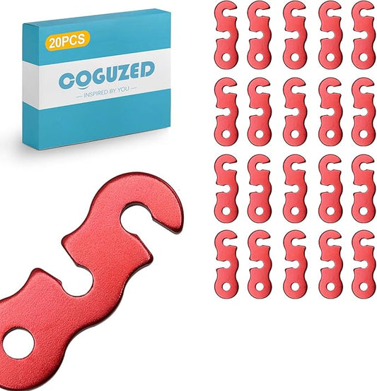 CoguZed 20Pcs Rope Tensioner and Tightener, Aluminum Alloy Camping Tent Guyline Cord Adjuster Camping of Gear, Tent Guyline & Paracord Tensioners, Hiking, Outdoor