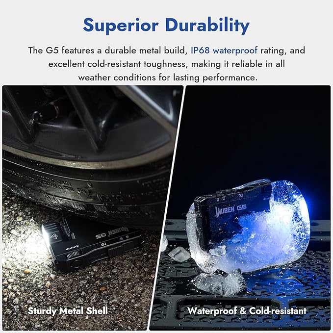 WUBEN G5 Rechargeable EDC Flashlight, Powerful RGB Flashights, 400 Lumens Portable Flat Mini Flashlights, IP68 Waterproof Multi-Mode Magnetic Small Keychain Flashlight for Camping, Emergency (Green)