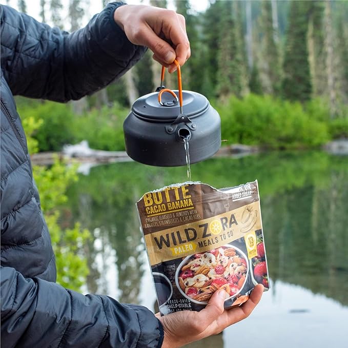 Wild Zora Paleo Freeze Dried Breakfast Meals, 6 Pack, Gluten Free Camping and Backpacking Food, No Added Sugar, Healthy On-the-Go Travel Meal, Coconut Berry, Cacao Banana, and Pineapple Mango Flavors