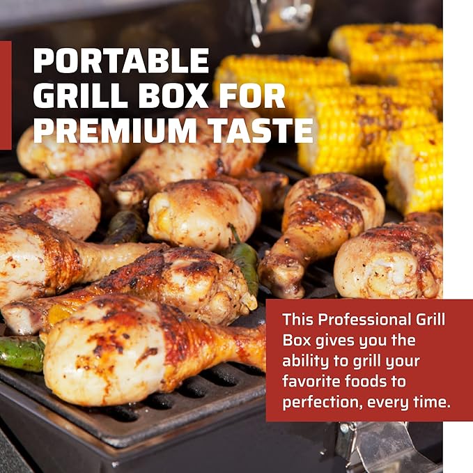 Camp Chef Deluxe BBQ Grill Box, Single Burner Accessory, Cooking Dimensions: 14 in. x 16 in, Black