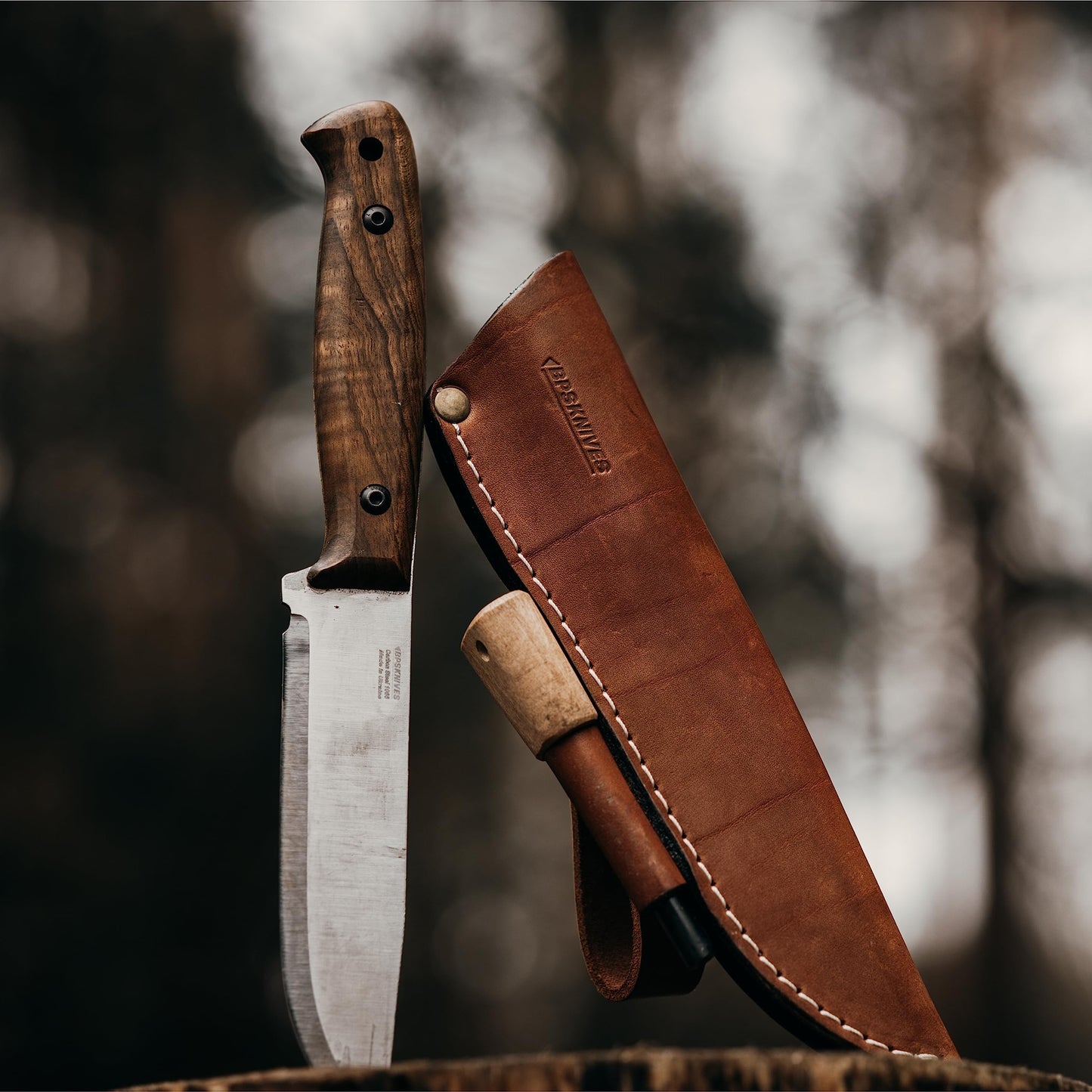 BPSKNIVES Adventurer - Bushcraft Knife - Fixed-Blade Carbon Steel Knife with Leather Sheath and