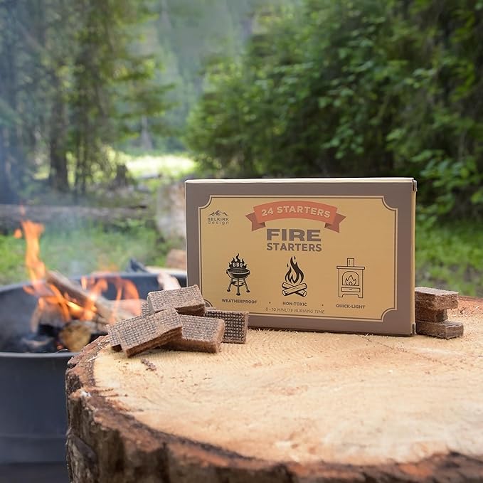 Fire Starters ??24-Pack | Non-Toxic, Odorless & Weatherproof Fire Starters for Camping, Fireplace, BBQ, Wood Stove & Grill | Easy Light, Long Burning 8??0 Minutes
