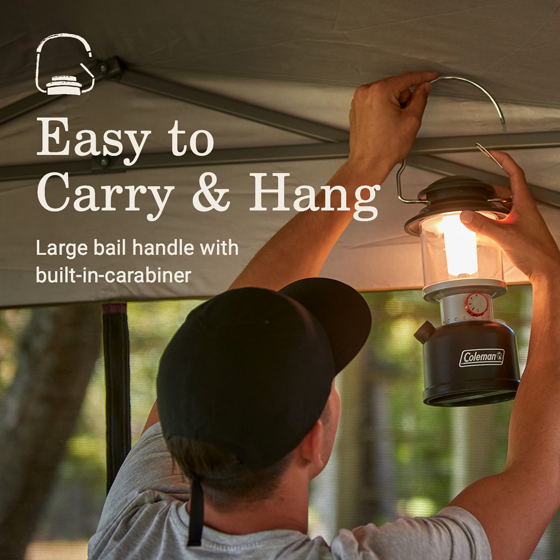 Coleman Classic Rechargeable 800L LED Lantern, Impact & Water-Resistant Lantern with Carabiner