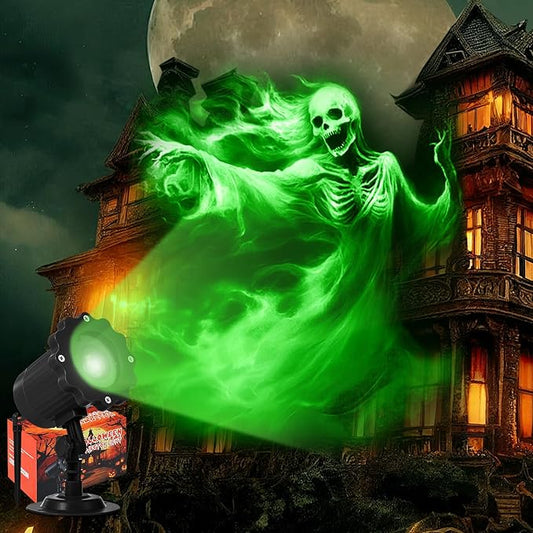 Treela Halloween Projector Lights Outdoor Indoor Dynamic Ghost Skull Lights Decoration Outside LED Landscape Lamp for Holiday Garden Supplies(Green,Ghost Bride)