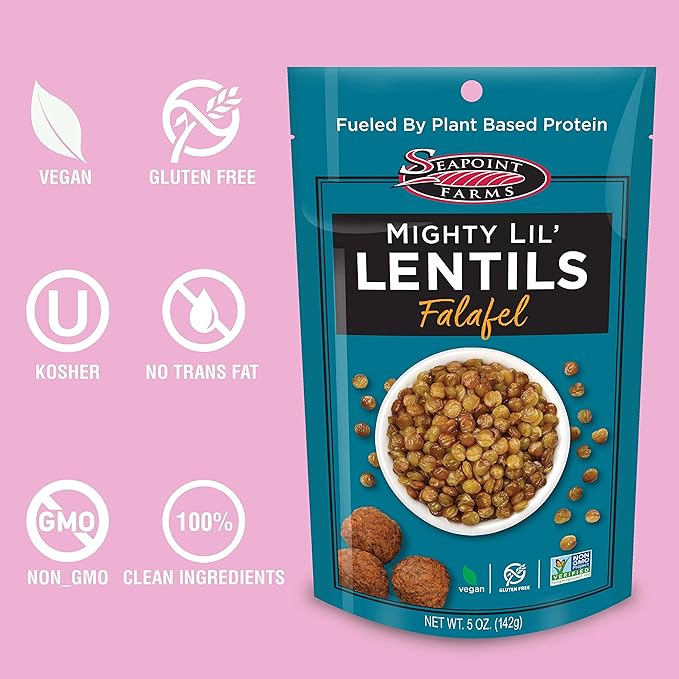 Seapoint Farms Mighty Lil??Lentils, Falafel, Plant Based Protein, Vegan, Gluten-Free, Non-GMO, and Kosher Crunchy Snack for Healthy Snacking, 5 oz (Pack of 3)
