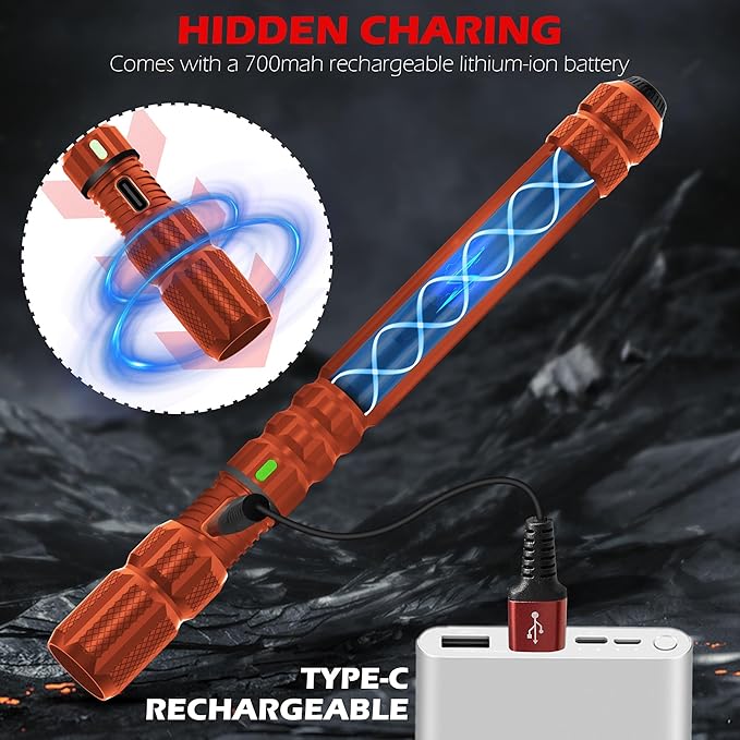 FORTO Rechargeable Pen Light Flashlight, 400 Lumens Small Pocket Flashlight with Clip, IP67 Waterproof, 2 Light Modes, 3-Color Battery Indicator, Type-C Charging, for Inspection,Emergency (Orange)