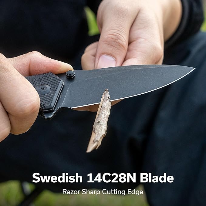 CIVIVI Photonix EDC Pocket Knife, Folding Knife with 3.7" 14C28N Blade G10 Handle with Pocket Clip for Men Women, Camping Hiking Fishing Knife C23081B-1, Black