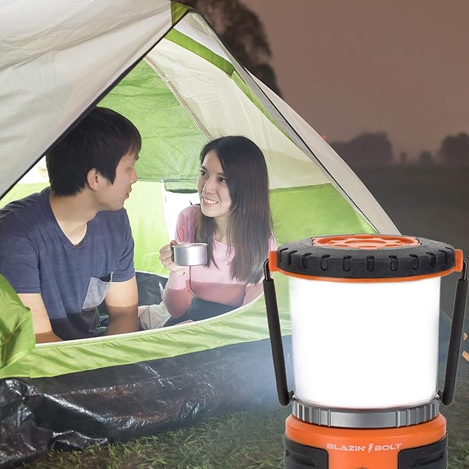 Blazin Bolt Rugged USB Rechargeable Lantern | 6000mAh Power Bank | 400 Lumen | 400 Hours of Light | 6 Modes | Camping, Emergency, Power Outage, Storm, Blizzard, Hurricane Survival