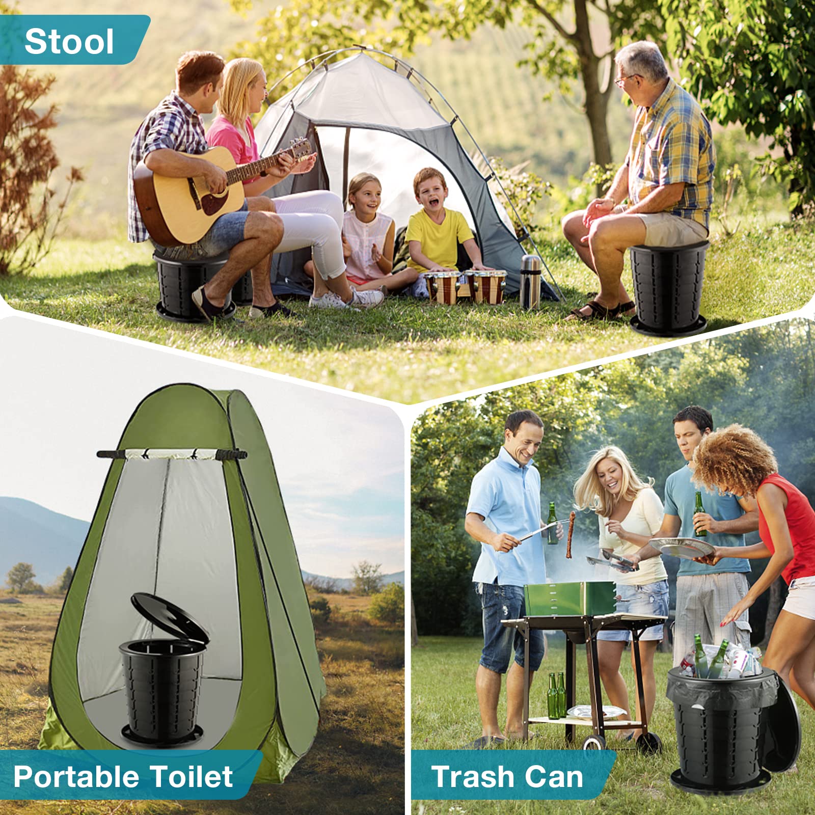 TRIPTIPS Upgrade Retractable Portable Toilet Travel Toilet Adjustable Height Camping Toilet