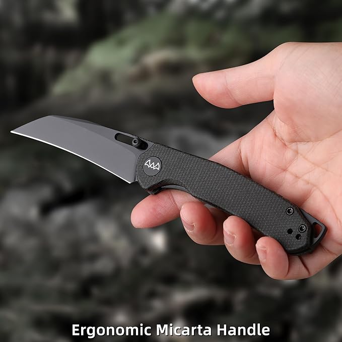 Folding Pocket Knife, 3.1" Stonewash Blade EDC Knife with Safety Liner Lock, Small Pocket Knife with Clip for Men, Sharp Camping Hiking Hunting Survival Knives