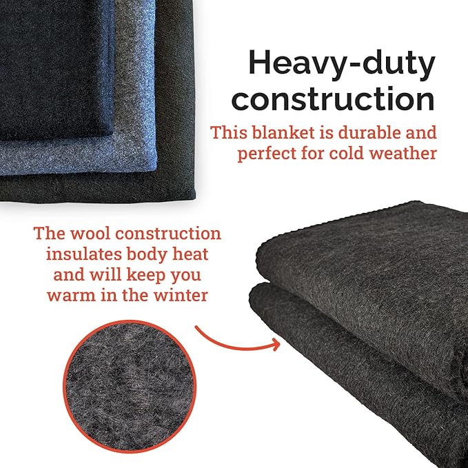 EPG Extra Large Wool Blanket with Zippered Bag | Warm, Comfortable, Stylish, Military | XL Queen/King - 72 x 92 in, 80% Wool, 5.35 lbs | Camping, Outdoor, Bedding, Emergency, Survival, Cabin, RV