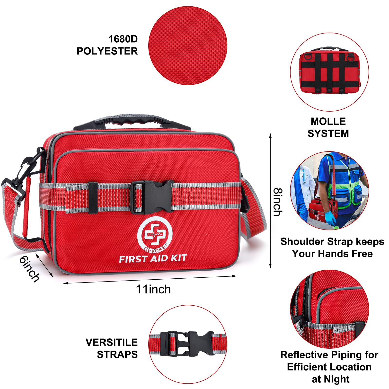 Gevoke Professional 500 Piece Emergency First Aid Kit for Home, Car