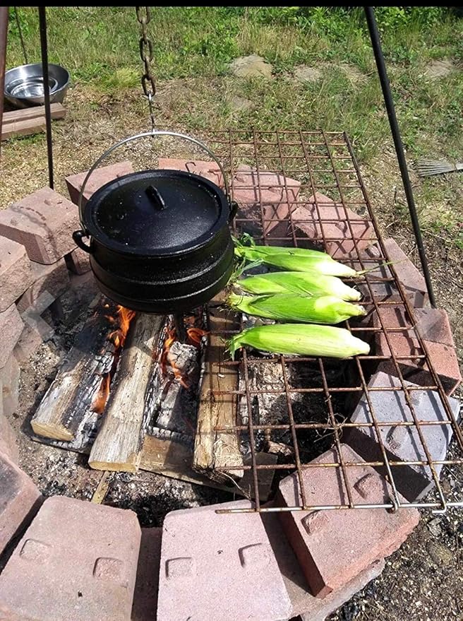 Cuisiland 10QT Cast Iron Potjie Cauldron Pot with Lid & 3 Legs – Pre-Seasoned South African-Style Campfire Pot for Outdoor Cooking, Soups, Stews & Braising – Heavy-Duty Cast Iron Dutch Oven