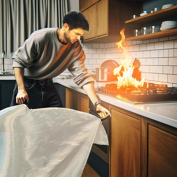 Crystal Lemon Fire Blanket 4-Pack - 39x39 Emergency Fire Extinguisher Blankets for Kitchen and Home Safety - Large, Durable Glass Fiber Fire Suppression Cloths