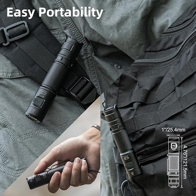 WUBEN C3 Rechargeable Flashlight 1200 High Lumens Super Bright, LED Tactical Flashlights, Powered EDC Flash Light IP68 Waterproof, 6 Light Modes for Camping, Emergency, Outdoor, Rescue, Inspection