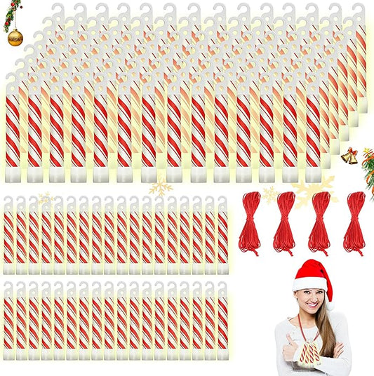 Wettarn 120 Pcs 4" Christmas Glow Sticks Light up Sticks Bright Candy Cane Light Stick Bulk Christmas Party Favors Adults Camping Hiking Activities Blackout Storm Emergency