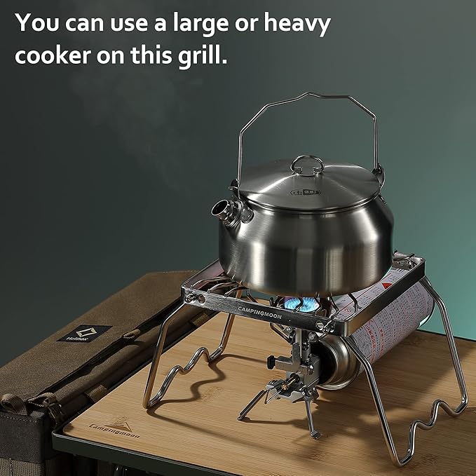 CAMPINGMOON Portable Folding Camping Campfire Grill over Fire Split Stoves 304 Stainless Steel (7?™’L (MS-1001))