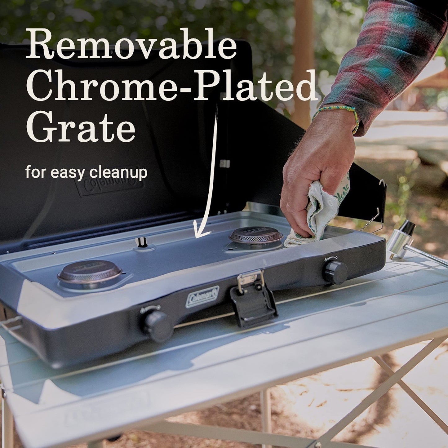 Coleman Triton 2-Burner Propane Stove, Portable Camping Cooktop with 2 Adjustable Burners & Wind