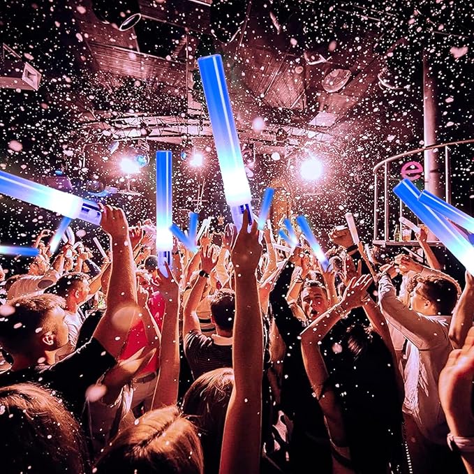 Reusable LED Glow Sticks(6 Pack), Blue Steady LED Flashing Bright Glow Light sticks, Equipped with AAA Battery Powered LED Sticks, Concert Glow in the Dark Party Favor Supplies