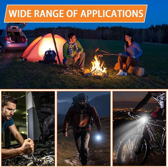 MAKDAK 2PC Keychain Flashlight Rechargeable Cob Keychain Work Light 7 Modes 1600Lumen High Lumen Flashlights for Emergencies,EDC (Orange and Blue)