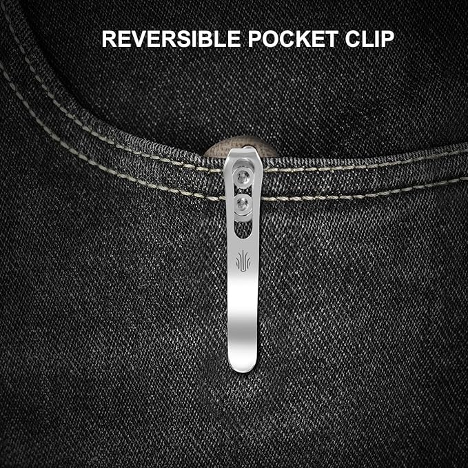 Kizer Drop Bear 2 Pocket Knife, 2.96" Nitro-V Clip Point Blade Folding Knife with Brown Micarta Handle, Button Liner Lock EDC Knives with Jimping on Spine for Men Women V3619.2CC1