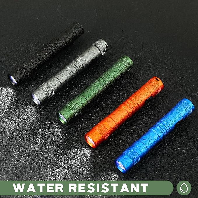 Hortsun 10 Pcs Mini Flashlight Bulk LED Pen with Pocket Small Flashlight with Clip for Outdoor Father's Day Gift for Men(3.54 Inch,Black, Green, Grey, Blue, Orange)