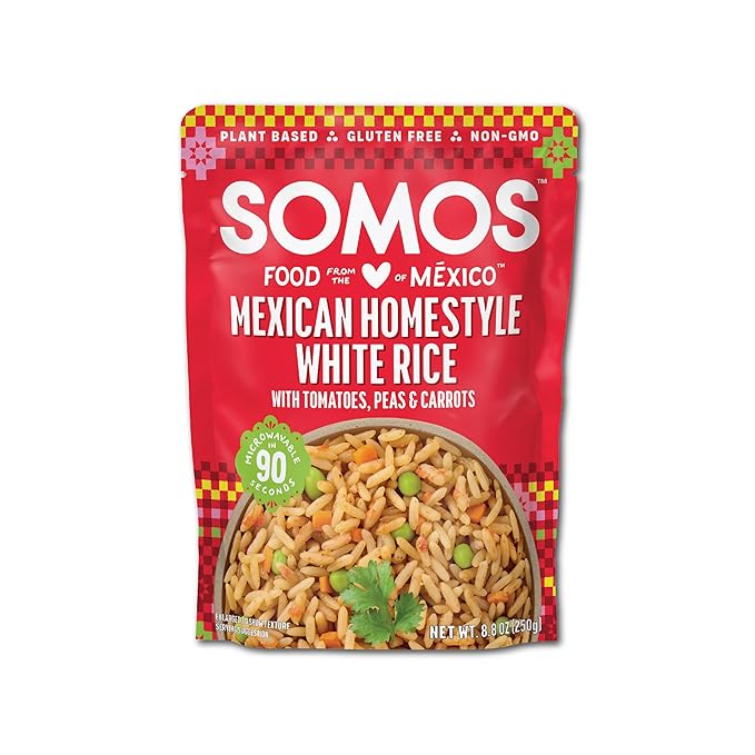 SOMOS Mexican Homestyle White Rice | Gluten Free, Non-GMO, Vegan & Microwavable Meals Ready to Eat - Delicious, Healthy & Convenient - Perfect for Burrito Bowls, Tostadas & More | 8.8 oz (Pack of 6)