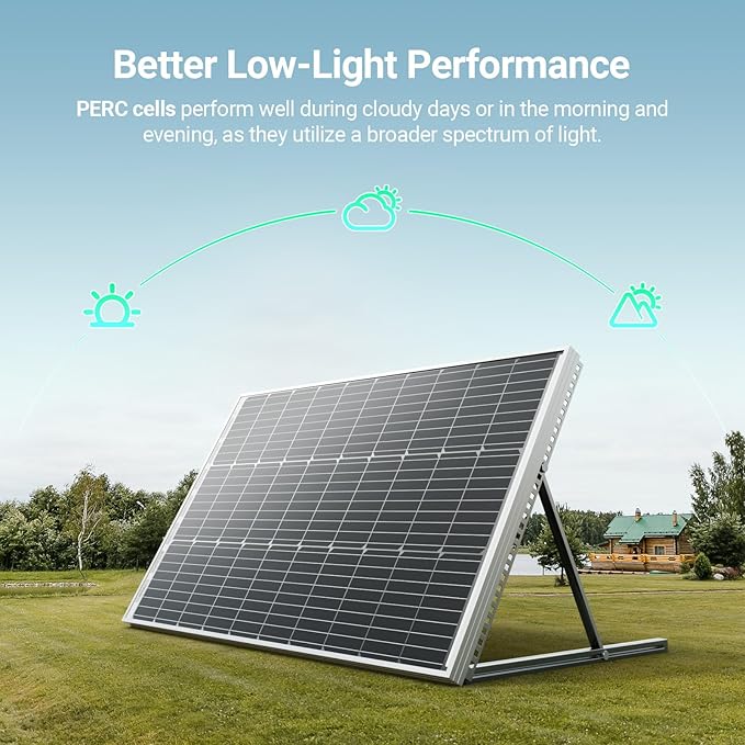 HQST Bifacial 100 Watt 12V Solar Panel, 9BB Monocrystalline Solar Panels with 25% High Efficiency Module PV Power for Battery Charging Boat, Caravan and Other Off Grid Applications