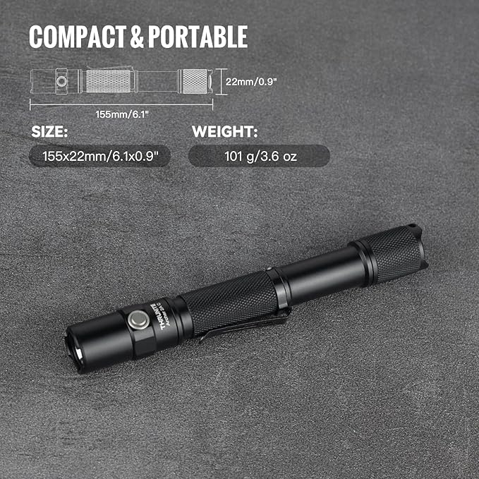 ThruNite Archer 2A C Flashlight, 2AA EDC Tactical Dual Mode Flashlight Rechargeable, 1018 High Lumens Pocket LED Flash Light for Emergency, Camping, Home - Cool White